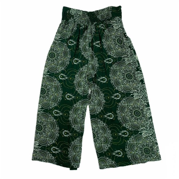 Pants - Wide Leg OS Pants Palooza Indian Green Dance